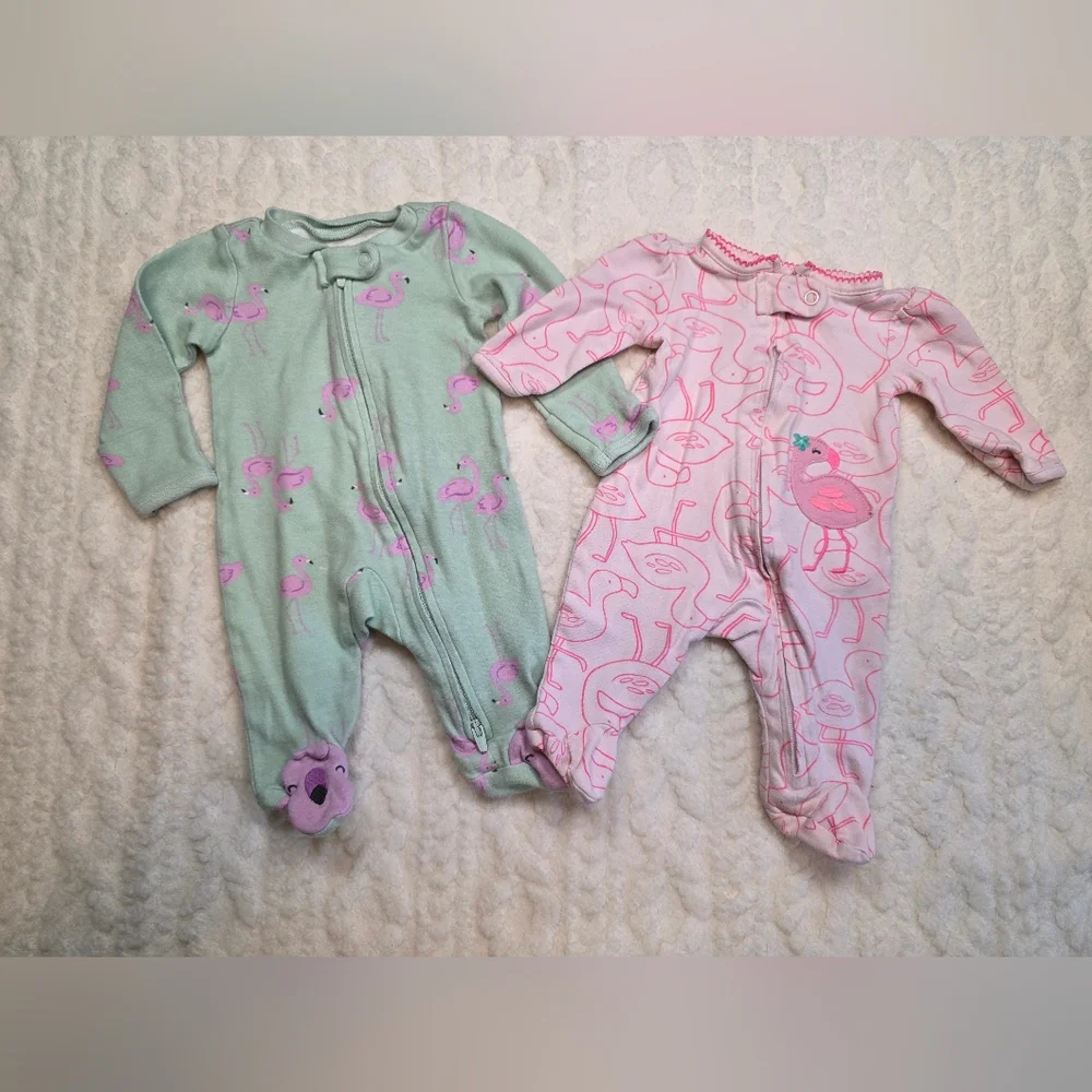 2-Piece Flamingo Newborn Sleeper Bundle – Carter’s Child of Mine – Pink & Mint